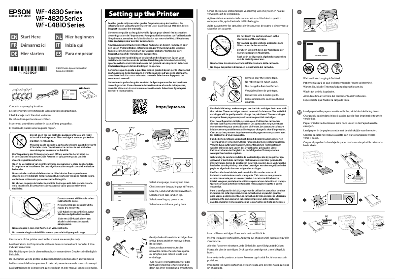 Page n°1 - Guide d'installation Epson WorkForce Pro WF-C4810DTWF