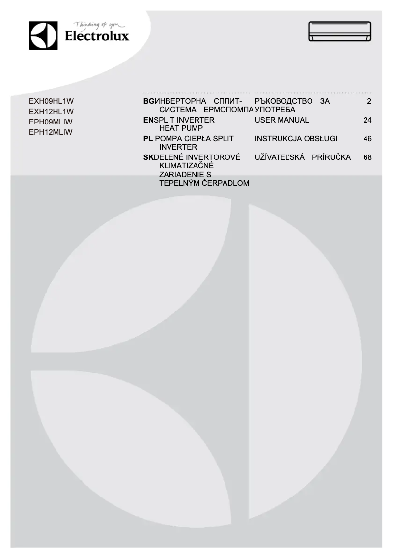 Page 1 de la notice Manuel utilisateur Electrolux EXH12ML1WI
