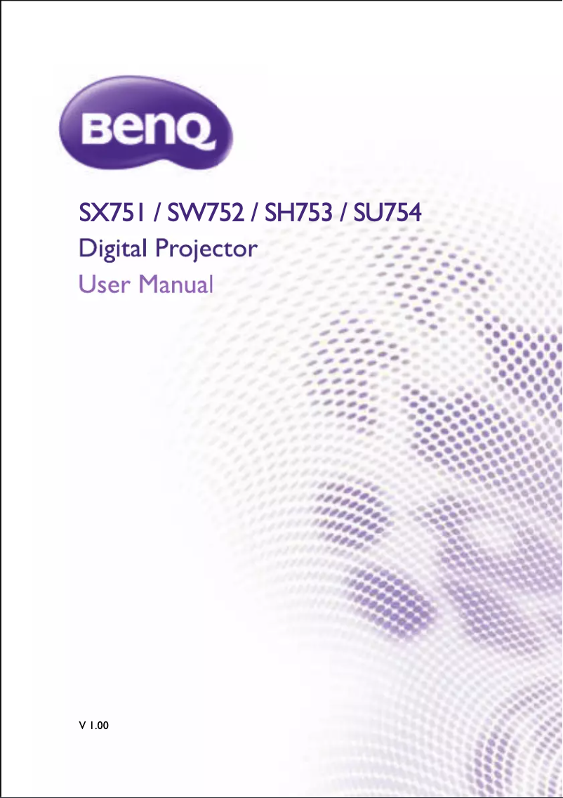 Page n°1 - Manuel utilisateur BenQ SW752