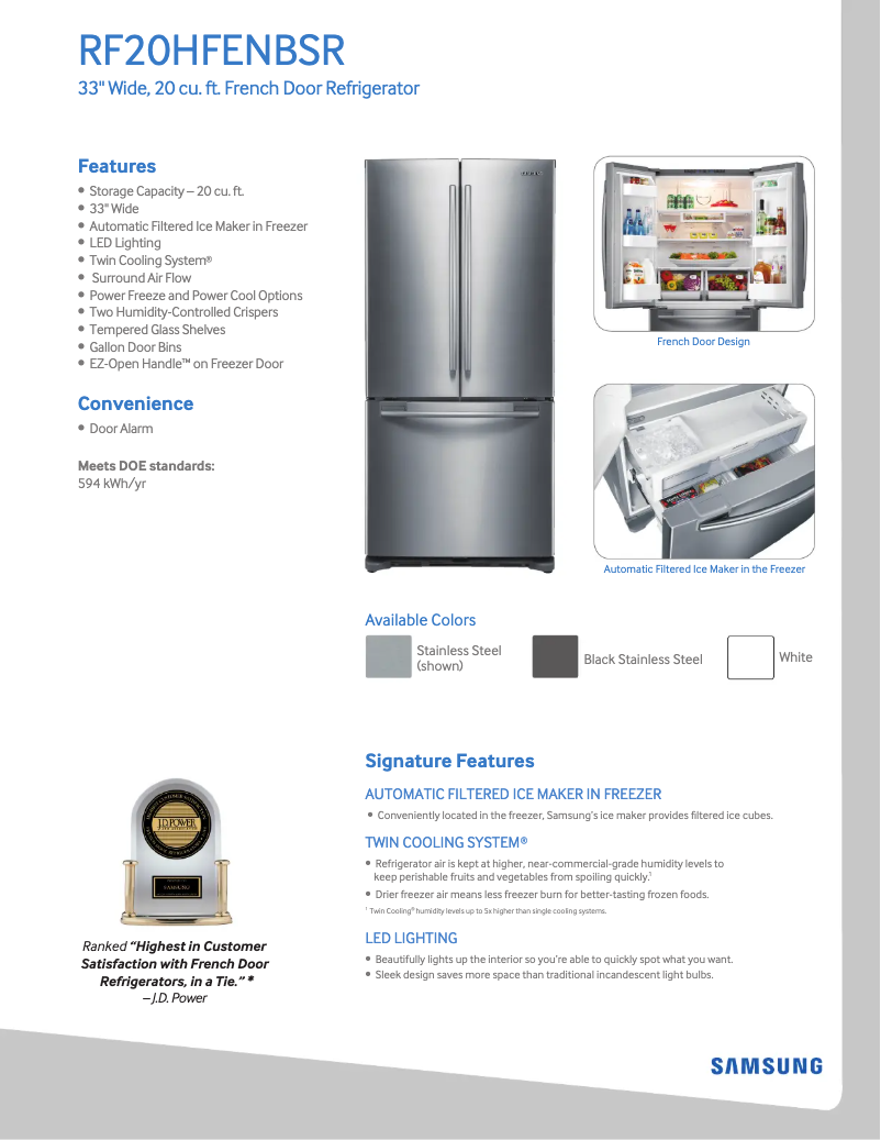 Image de la première page du manuel de l'appareil RF20HFENBSR