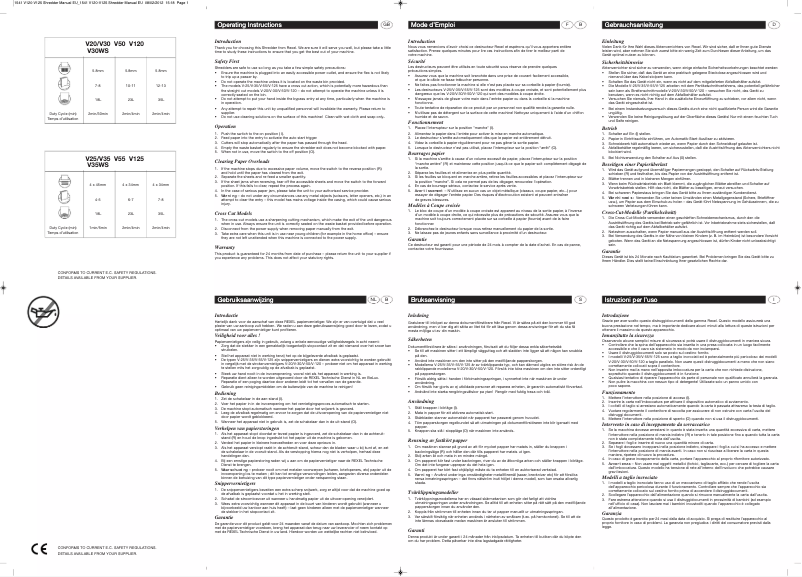 Page n°1 - Manuel utilisateur Rexel V125