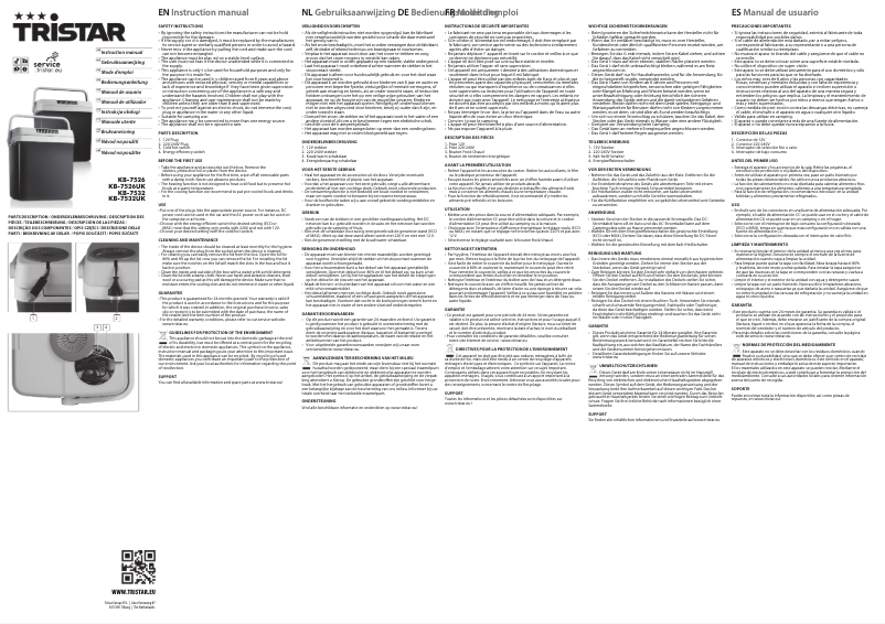 Page 1 de la notice Manuel utilisateur TriStar KB-7532UK