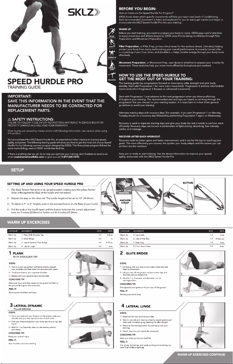 Page n°1 - Manuel utilisateur SKLZ SPH2-001