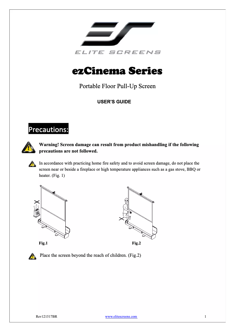 Page n°1 - Manuel utilisateur Elite Screens ezCinema F84NW