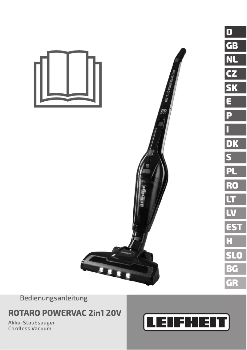 Page 1 de la notice Manuel utilisateur Leifheit Rotaro Powervac 2in1 20 V