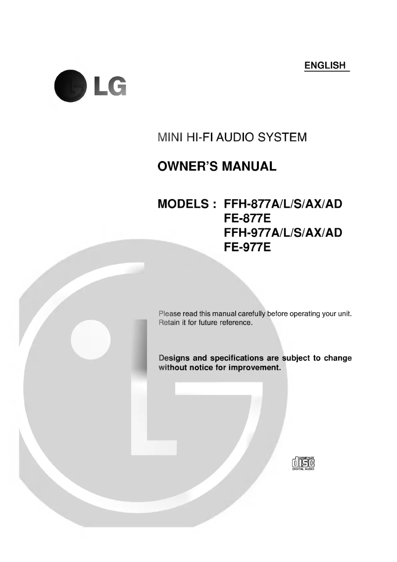 Page 1 de la notice Manuel utilisateur LG FFH-977A
