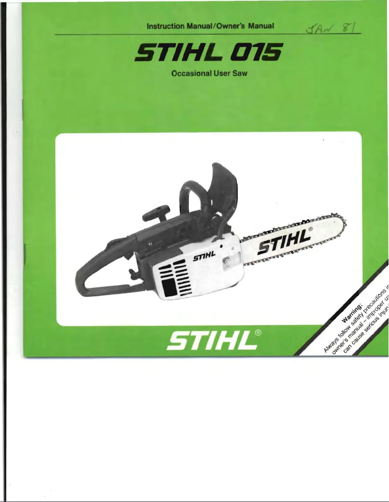 Page 1 de la notice Manuel utilisateur Stihl MS 015