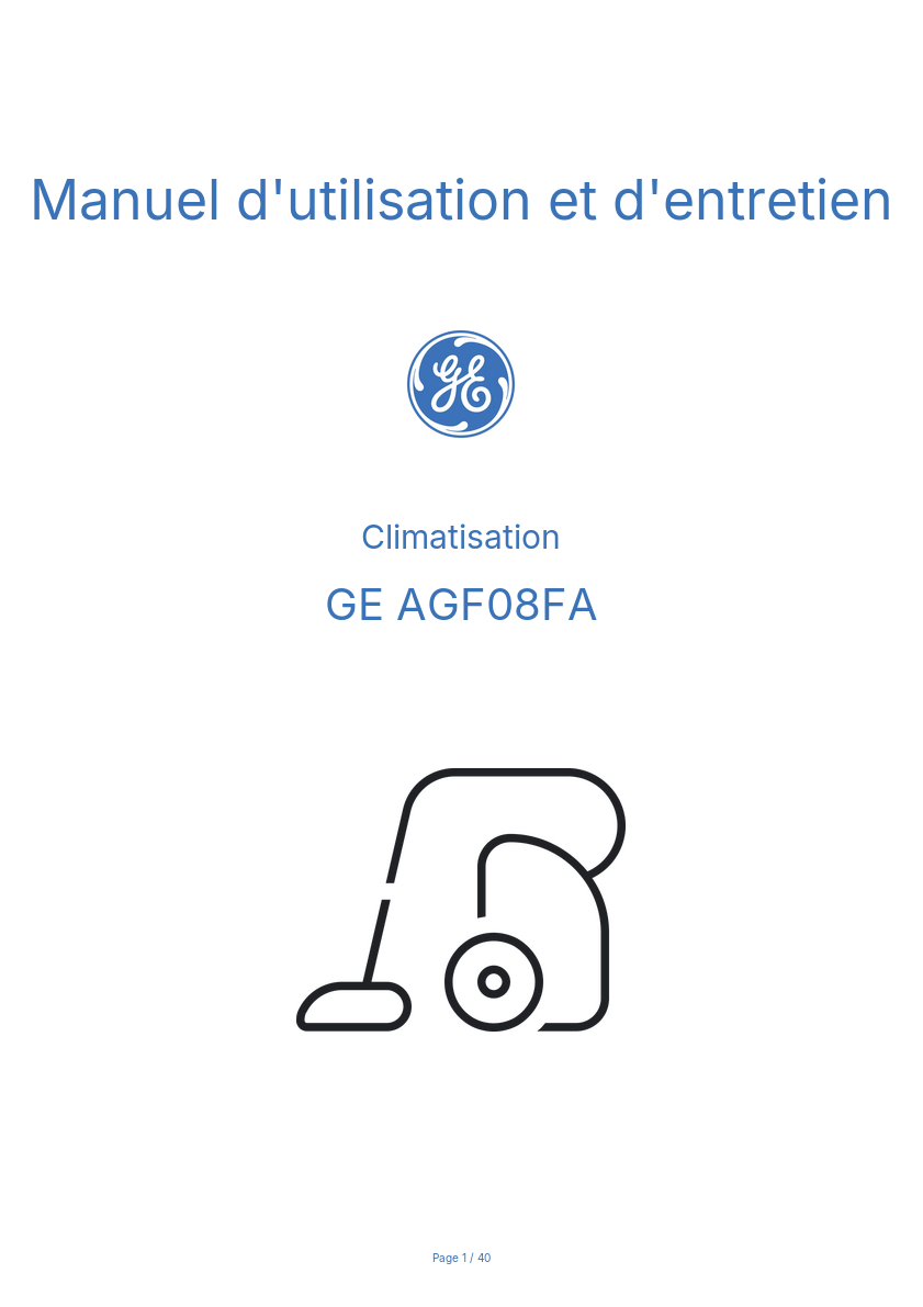 Image de la première page du manuel de l'appareil AGF08FA
