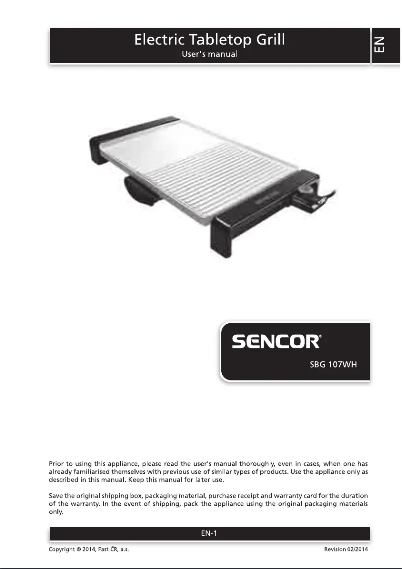 Page 1 de la notice Manuel utilisateur Sencor SBG 107WH