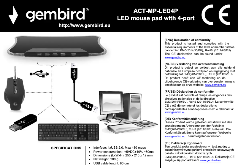 Page n°1 - Manuel utilisateur Gembird MP-LED-4P