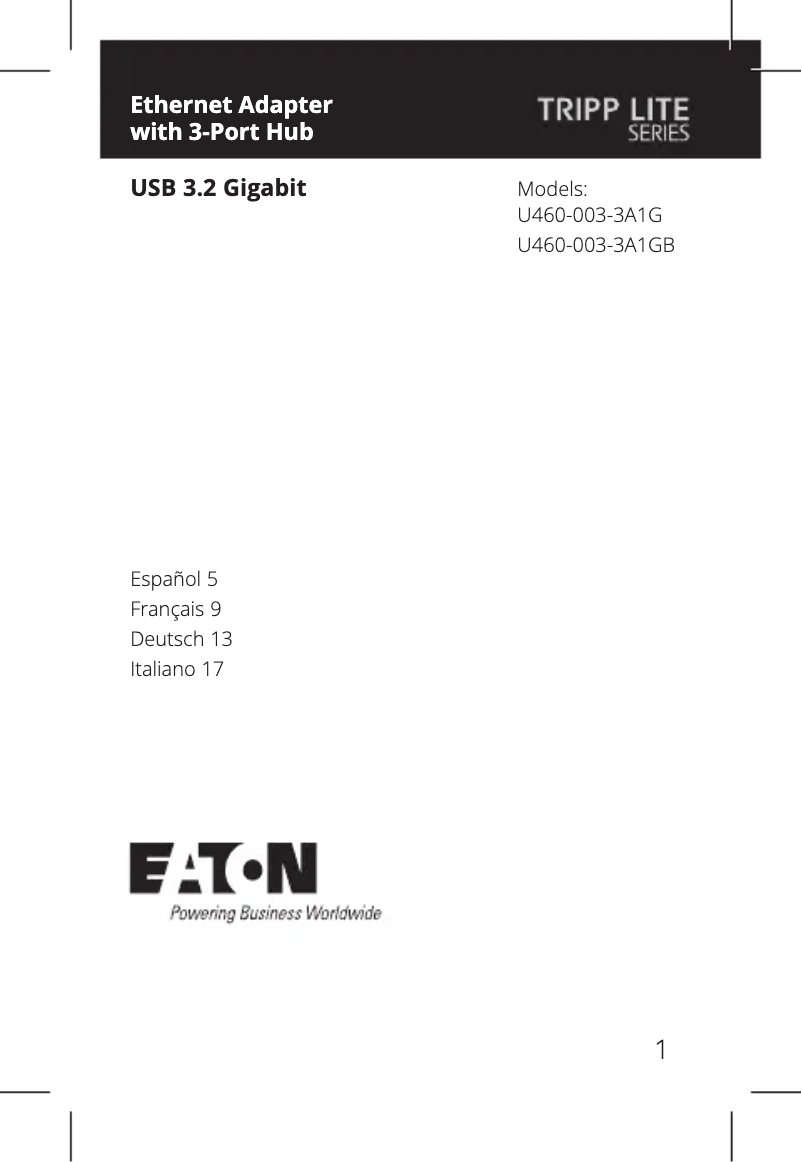 Page n°1 - Manuel utilisateur Tripp Lite U460-003-3A1GB