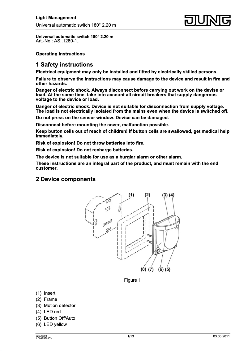 Page n°1 - Manuel utilisateur JUNG AS5544.03VWW