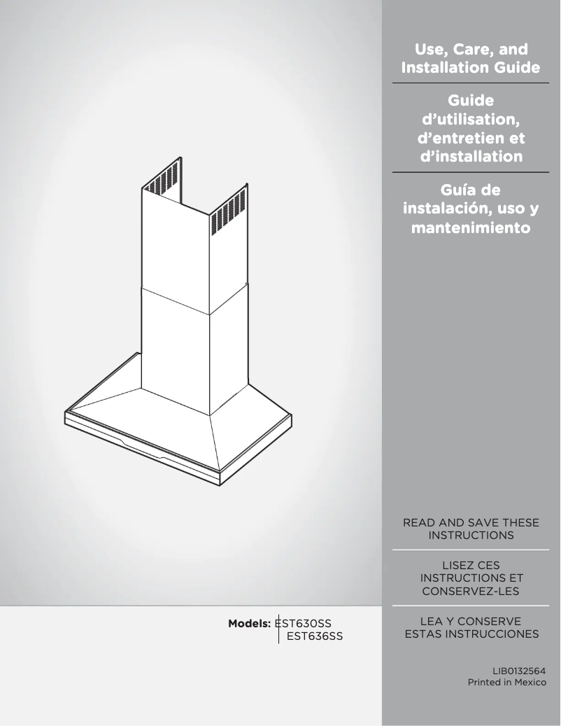 Page 1 de la notice Guide d'installation Elica Stoney EST636SS