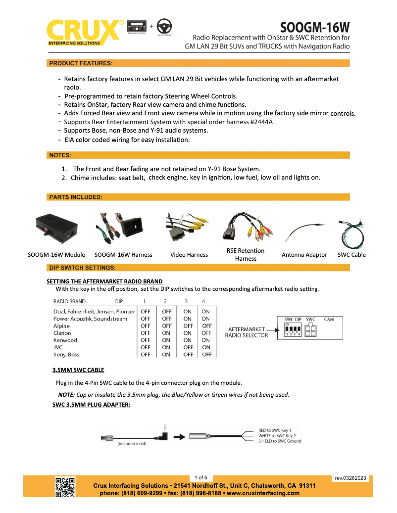 Page n°1 - Manuel utilisateur CRUX SOOGM-16W