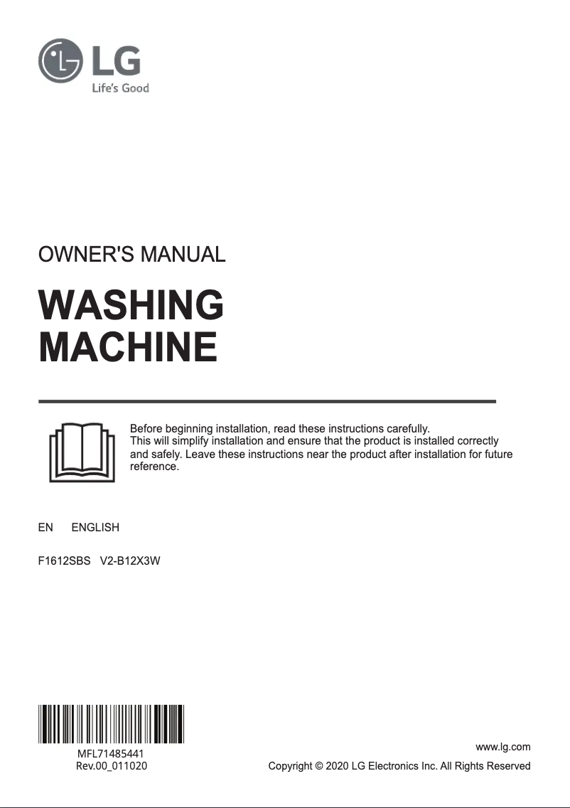 Page n°1 - Manuel utilisateur LG F1612SBS