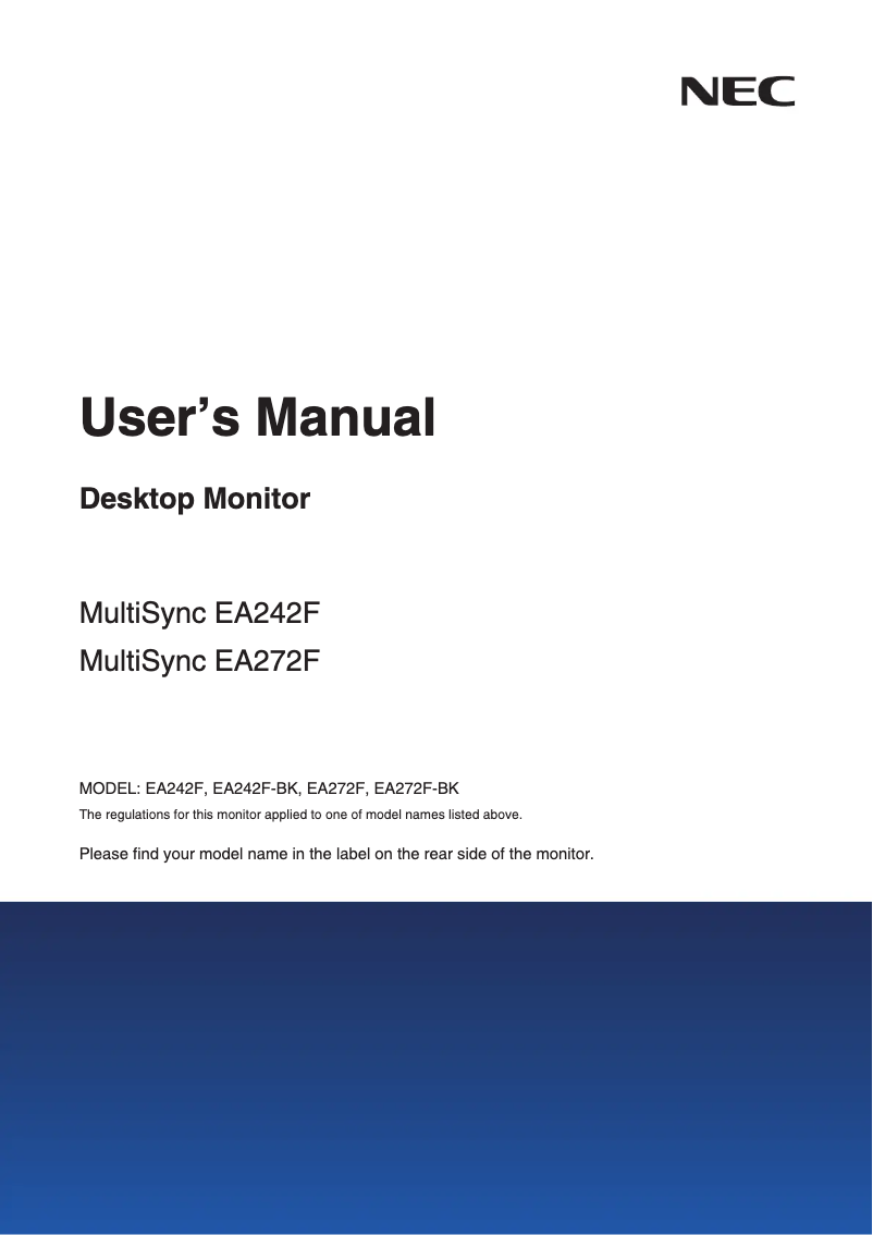 Page n°1 - Manuel utilisateur Sharp MultiSync EA272F