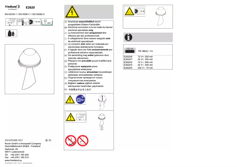 Página 1 del manual Manual de usuario Friedland E2620
