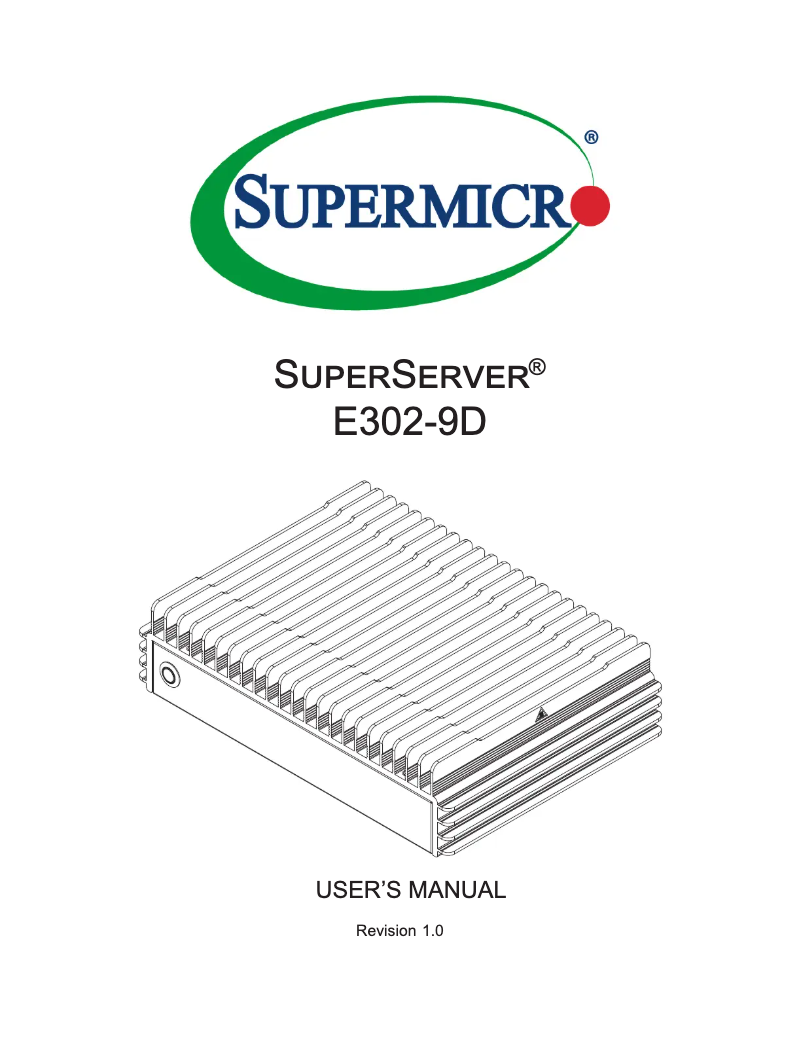 Page 1 de la notice Manuel utilisateur Supermicro SuperServer E302-9D