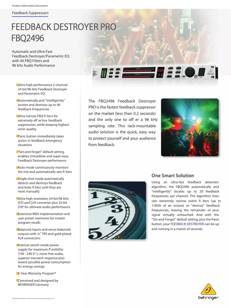 Page 1 de la notice Fiche technique Behringer FBQ2496