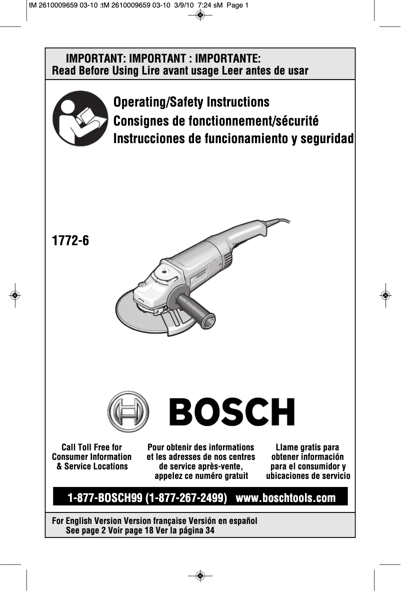 Page n°1 - Manuel utilisateur Bosch 1772-6