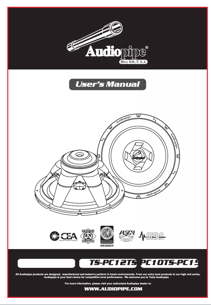 Page n°1 - Manuel utilisateur Audiopipe TS-PC15