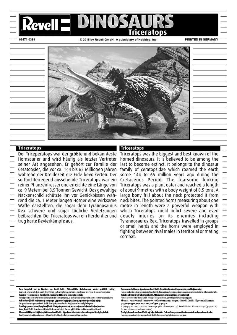 Image de la première page du manuel de l'appareil Triceratops