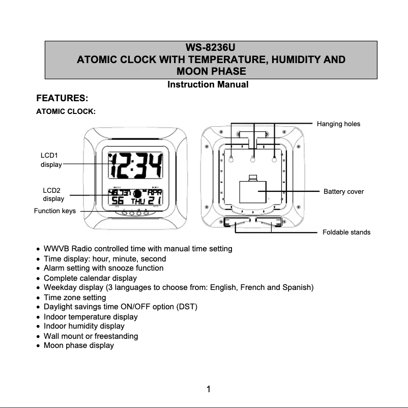 Image de la première page du manuel de l'appareil WS-8236U-AL