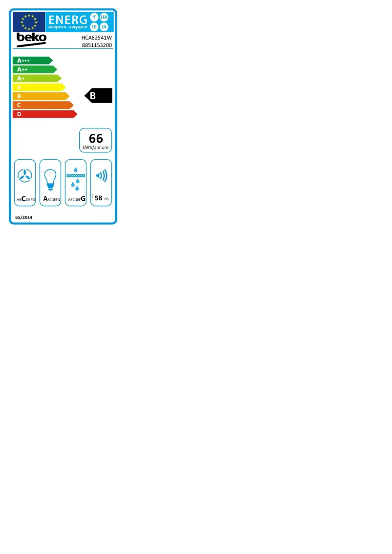 Page 1 de la notice Label énergétique Beko HCA62541W