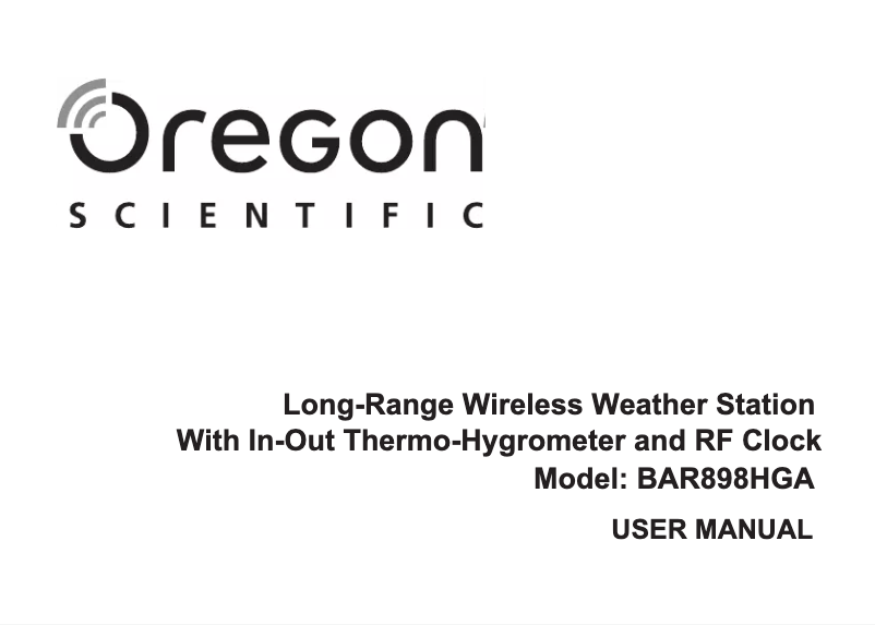 Page 1 de la notice Manuel utilisateur Oregon Scientific BAR 898HGA