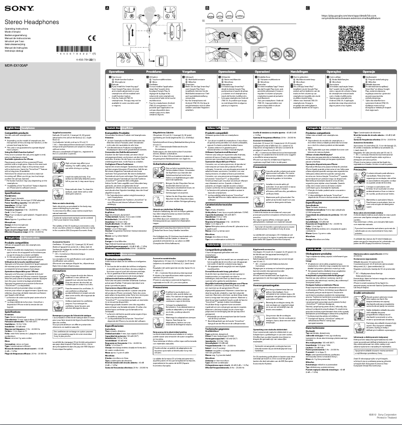 Página 1 del manual Manual de usuario Sony MDR-EX100AP