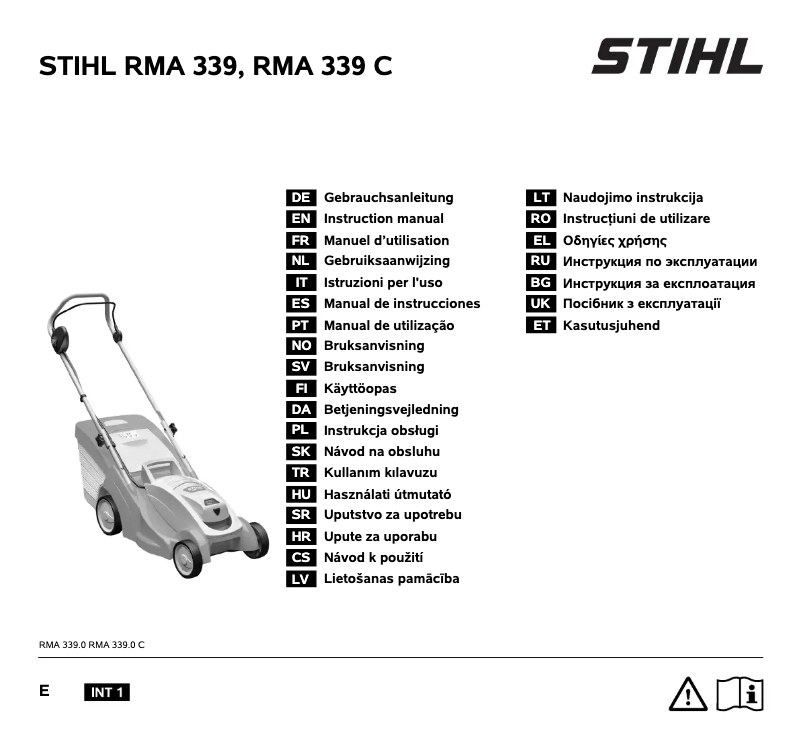 Page 1 de la notice Manuel utilisateur Stihl RMA 339