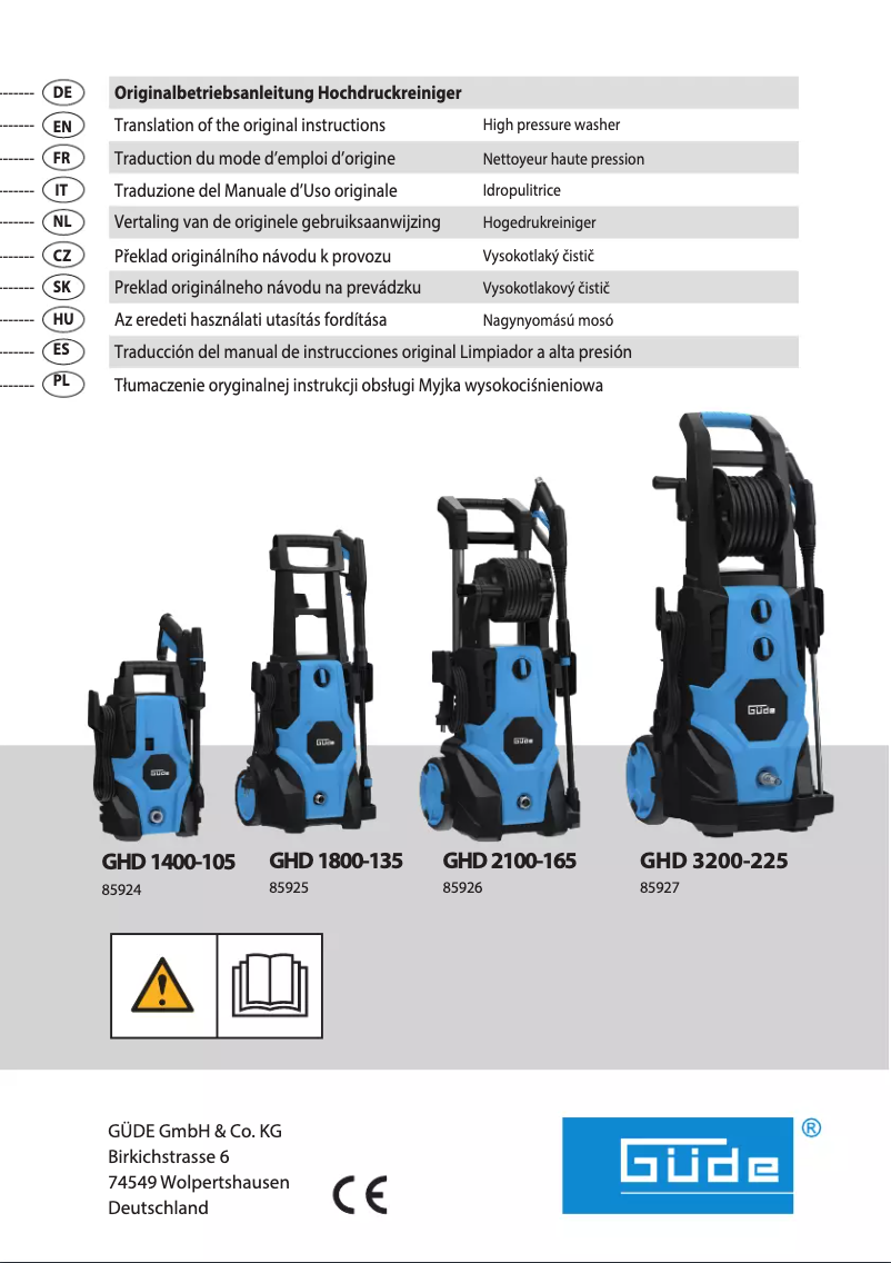Page n°1 - Manuel utilisateur Güde GHD 2100-165