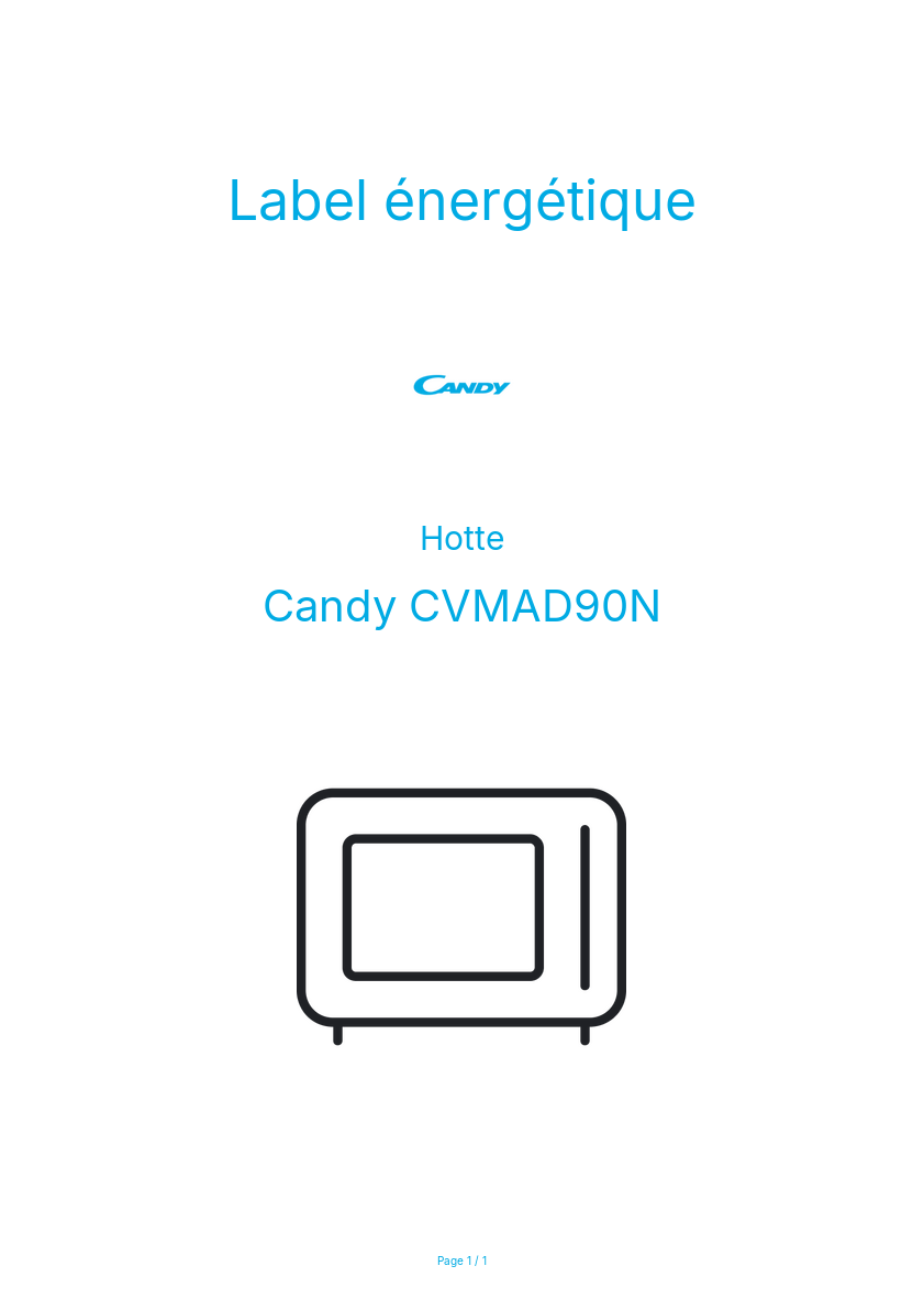 Page n°1 - Label énergétique Candy CVMAD90N