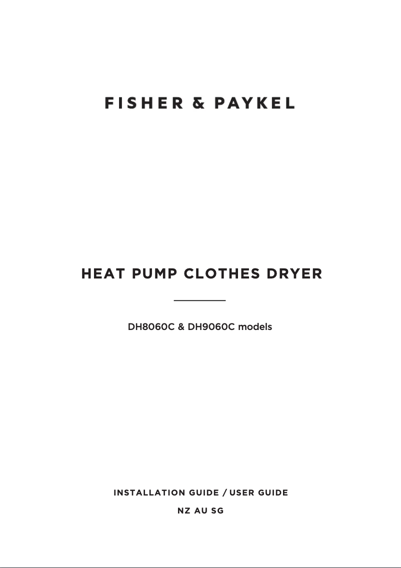 Page 1 de la notice Manuel utilisateur Fisher & Paykel DH9060C1