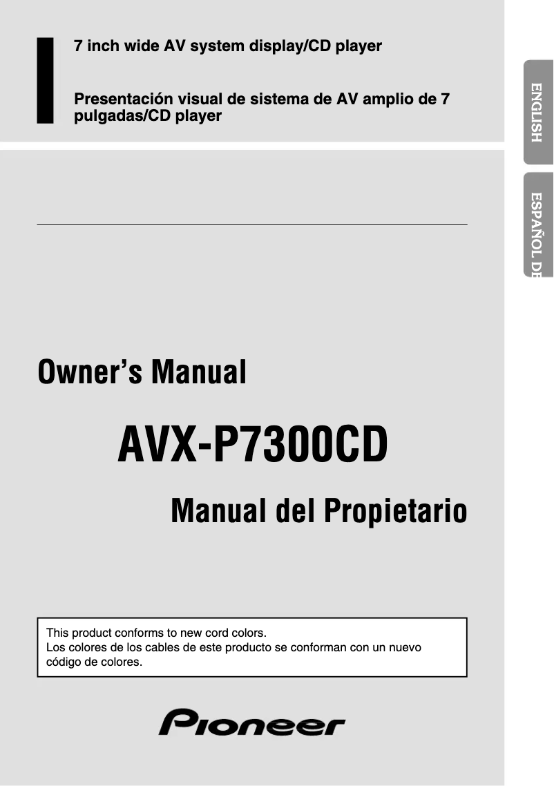 Page n°1 - Manuel utilisateur Pioneer AVX-P7300CD