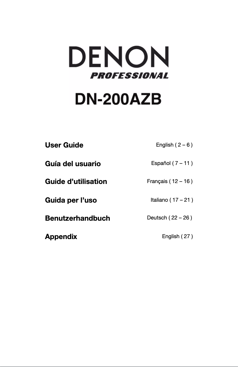 Page 1 de la notice Manuel utilisateur Denon DN-200AZB