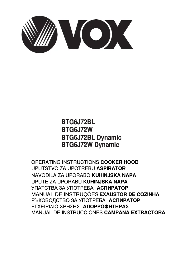 Página 1 del manual Manual de usuario VOX BTG6J72W