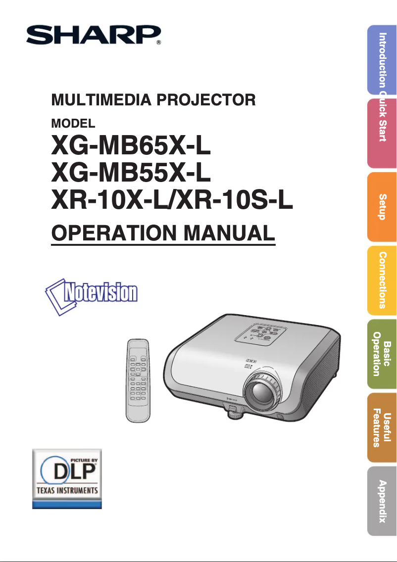 Page n°1 - Manuel utilisateur Sharp XG-MB65X-L
