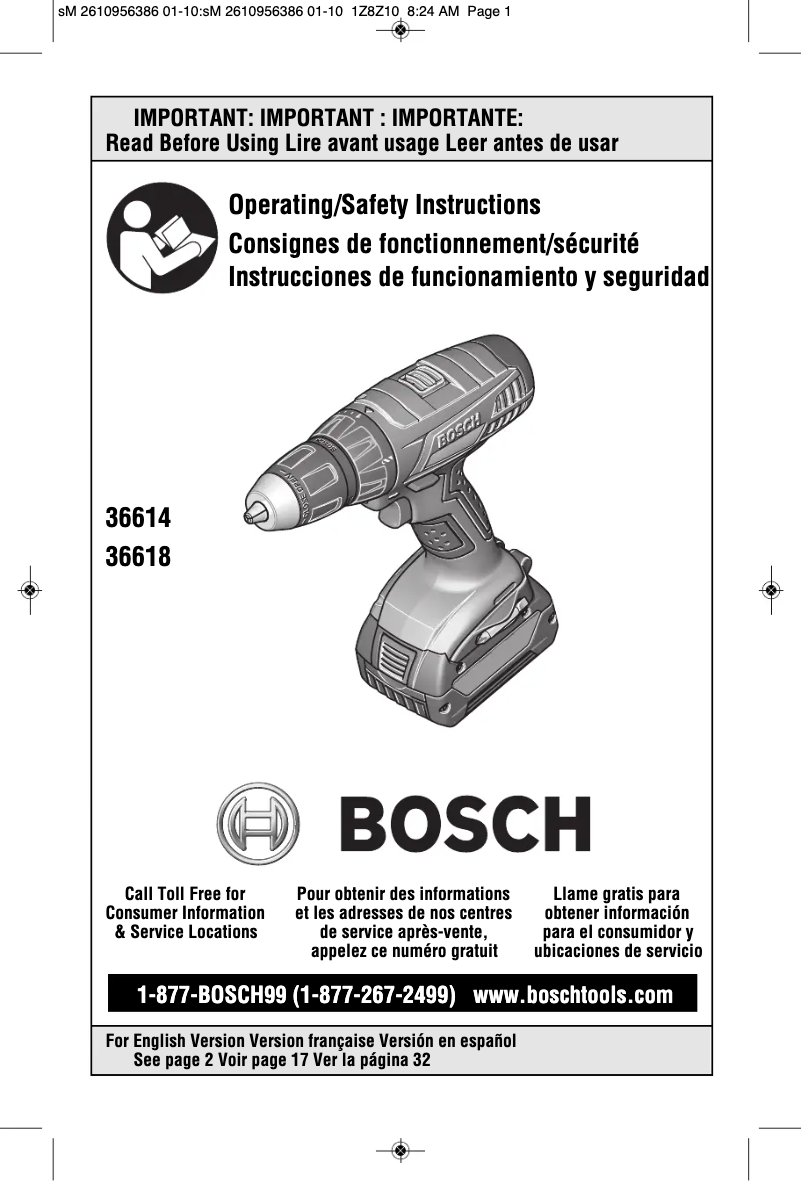 Page n°1 - Manuel utilisateur Bosch 36618B
