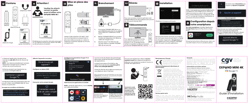 Page 1 de la notice Manuel utilisateur CGV EXP@ND MINI 4K