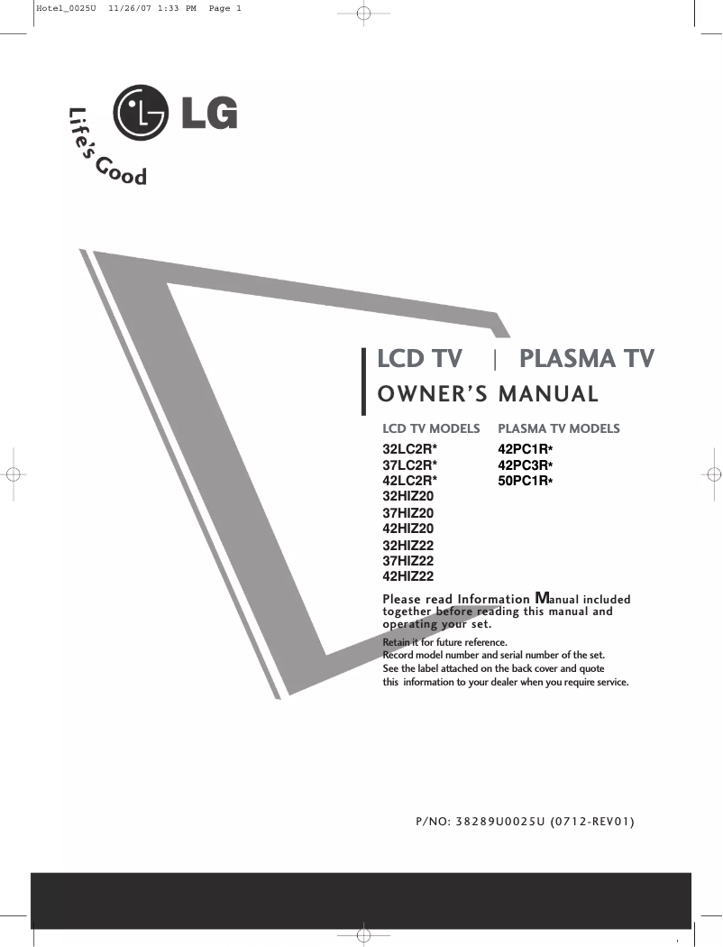 Page 1 of the manual User Manual LG 32HIZ22