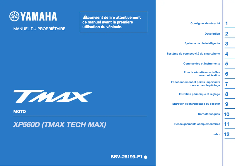 Page n°1 - Manuel utilisateur Yamaha TMAX (2023)