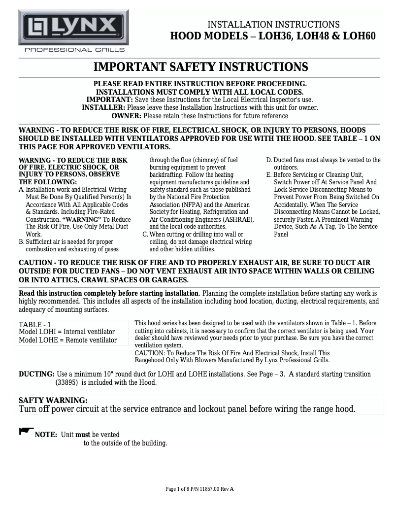 Image de la première page du manuel de l'appareil LOH36