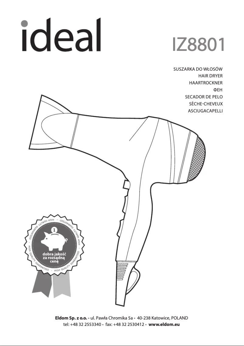 Page 1 de la notice Manuel utilisateur Eldom IDEAL IZ8801