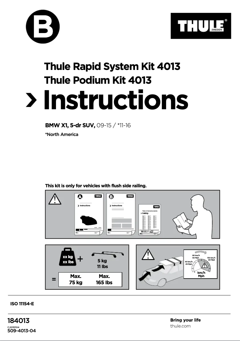 Page 1 de la notice Manuel utilisateur Thule Rapid System Kit 4013