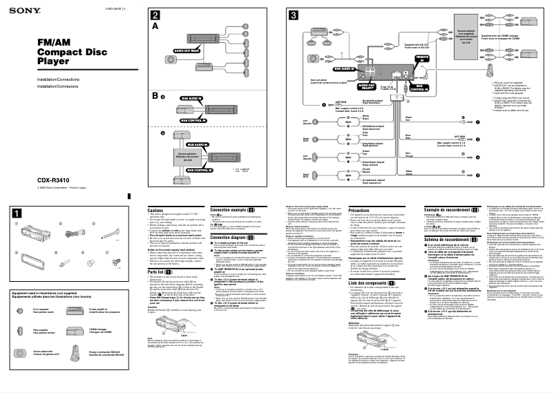 Page 1 de la notice Guide d'installation Sony CDX-R3410