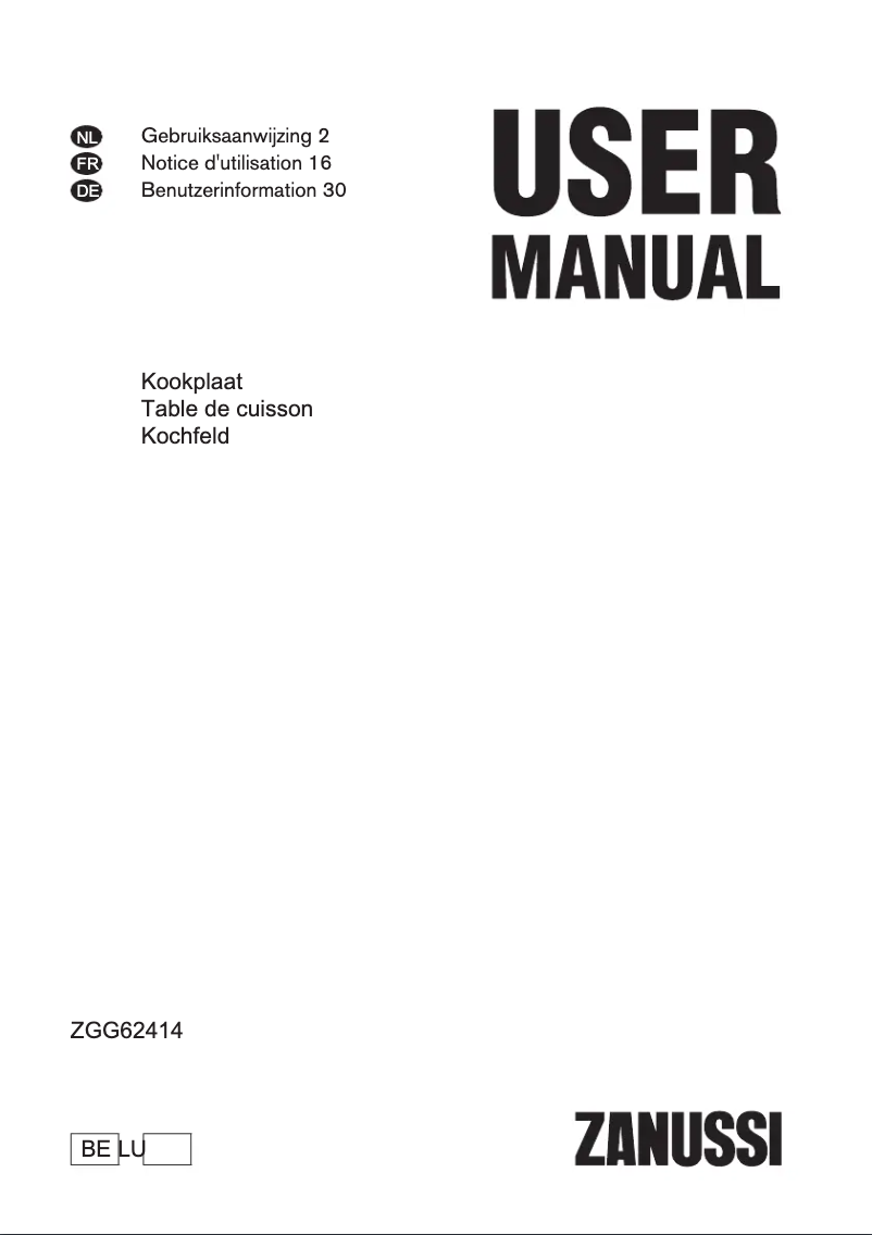 Page n°1 - Manuel utilisateur Zanussi ZGG62414XA