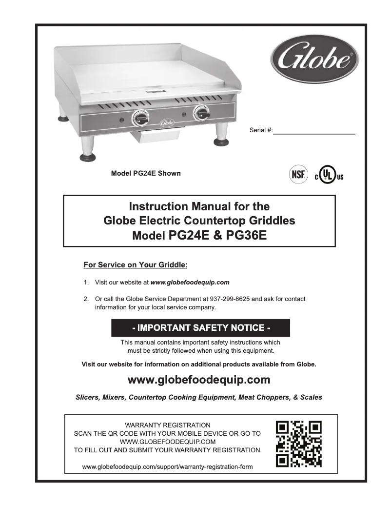 Page n°1 - Manuel utilisateur Globe PG24E