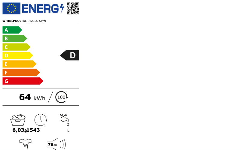 Page n°1 - Manuel utilisateur Whirlpool TDLR 6230S SP/N