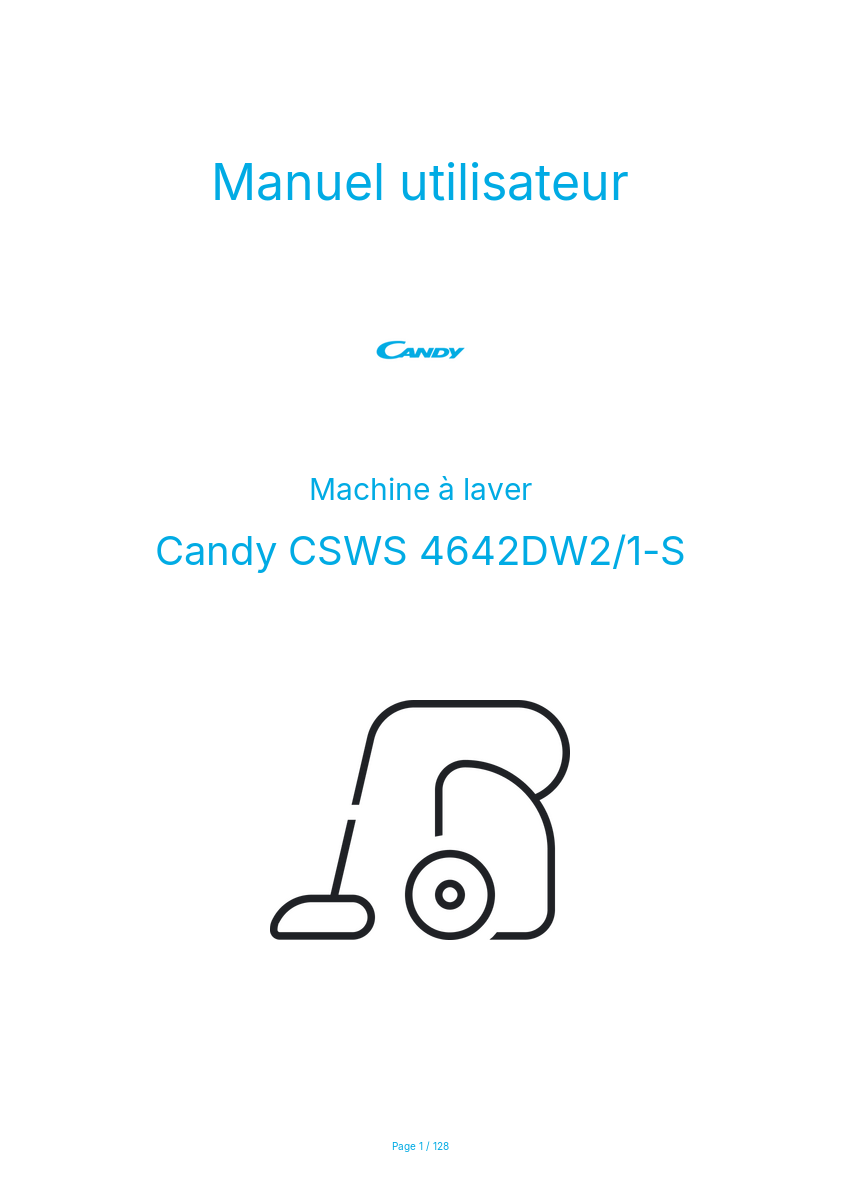 Page n°1 - Manuel utilisateur Candy CSWS 4642DW2/1-S